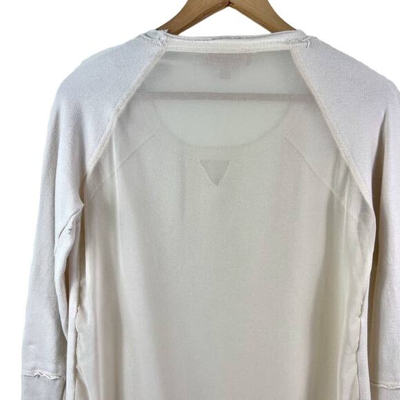 Philosophy Size S Terry Knit Top Sheer Back Sweatshirt Raw Hem Cream - Picture 7 of 10